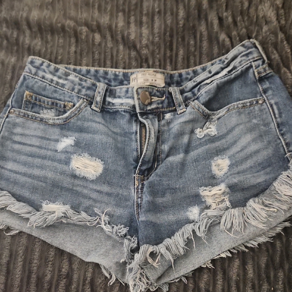 Free People Blue Denim Shorts - Picture 2 of 10